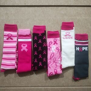 Pink Ribbon Breast Cancer Awareness Calf Socks -S